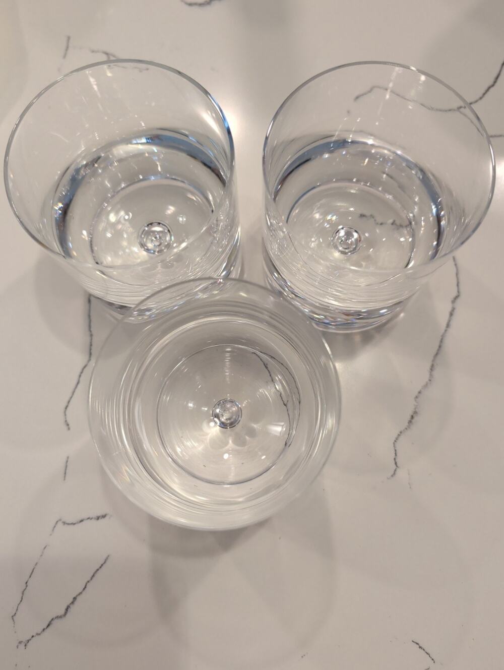 Set of 3 Krosno Poland Whiskey Glasses Heavy Bubble Base Double Old Fashioned